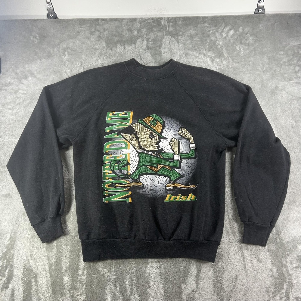 Vintage Notre Dame Fighting Irish Sweatshirt Mens Large Black Football INT 90s